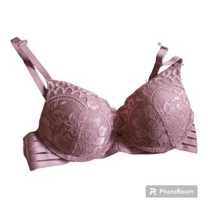 LA SENZA Mauve Lavender Lace Double Push Up Bra - Size 30A, XXS